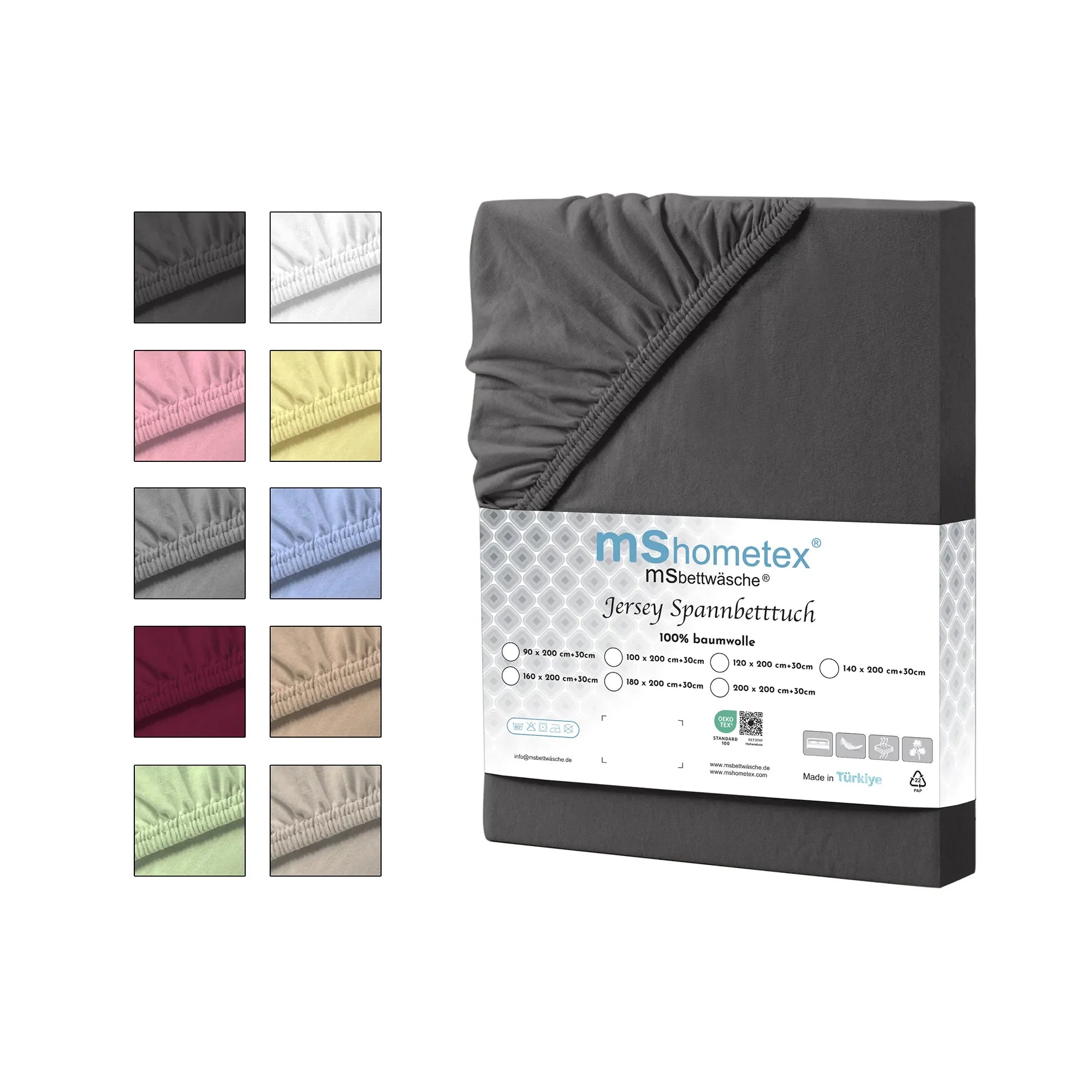 Napínací prostěradlo ze 100% bavlny - antracitová