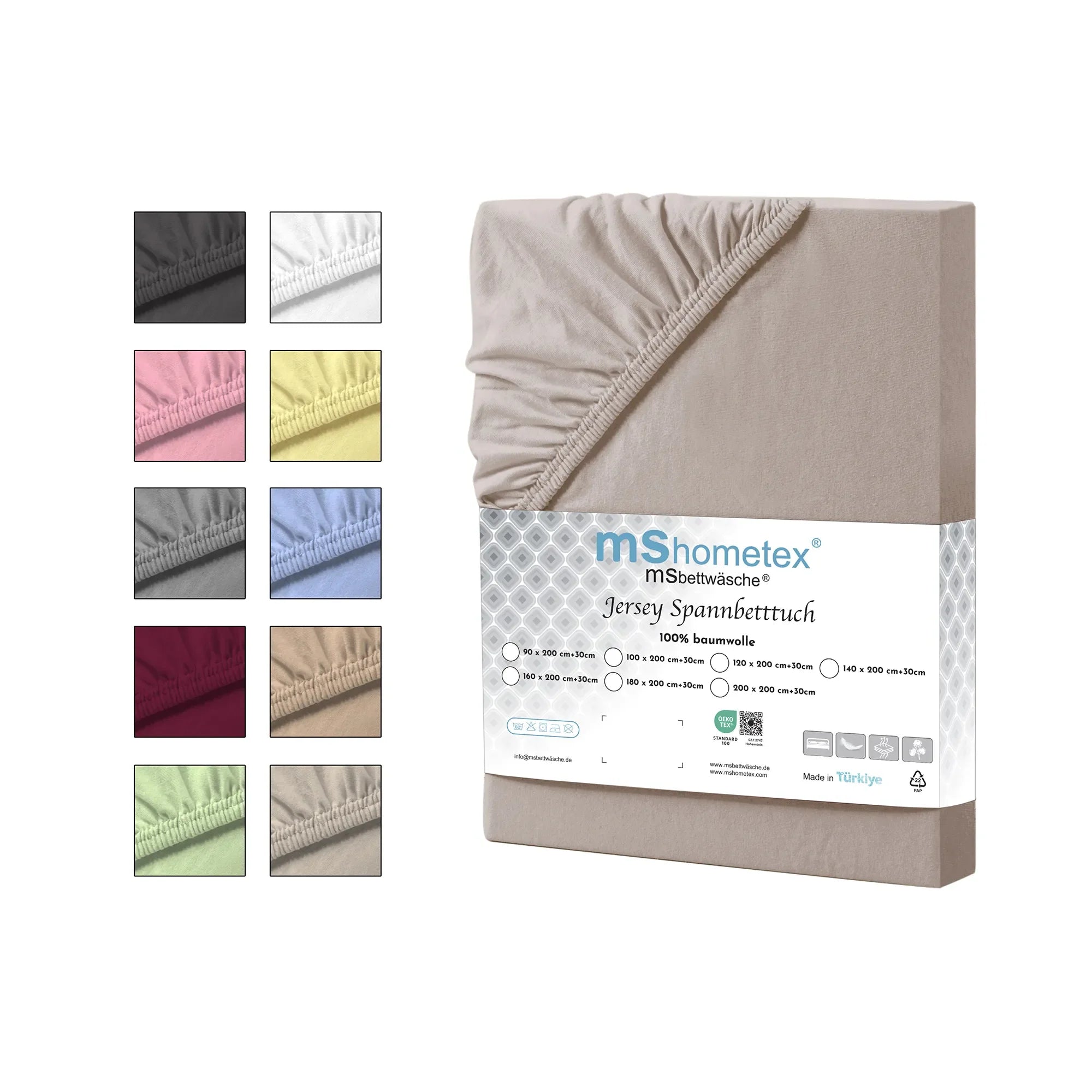 Napínací prostěradlo ze 100% bavlny - béžové