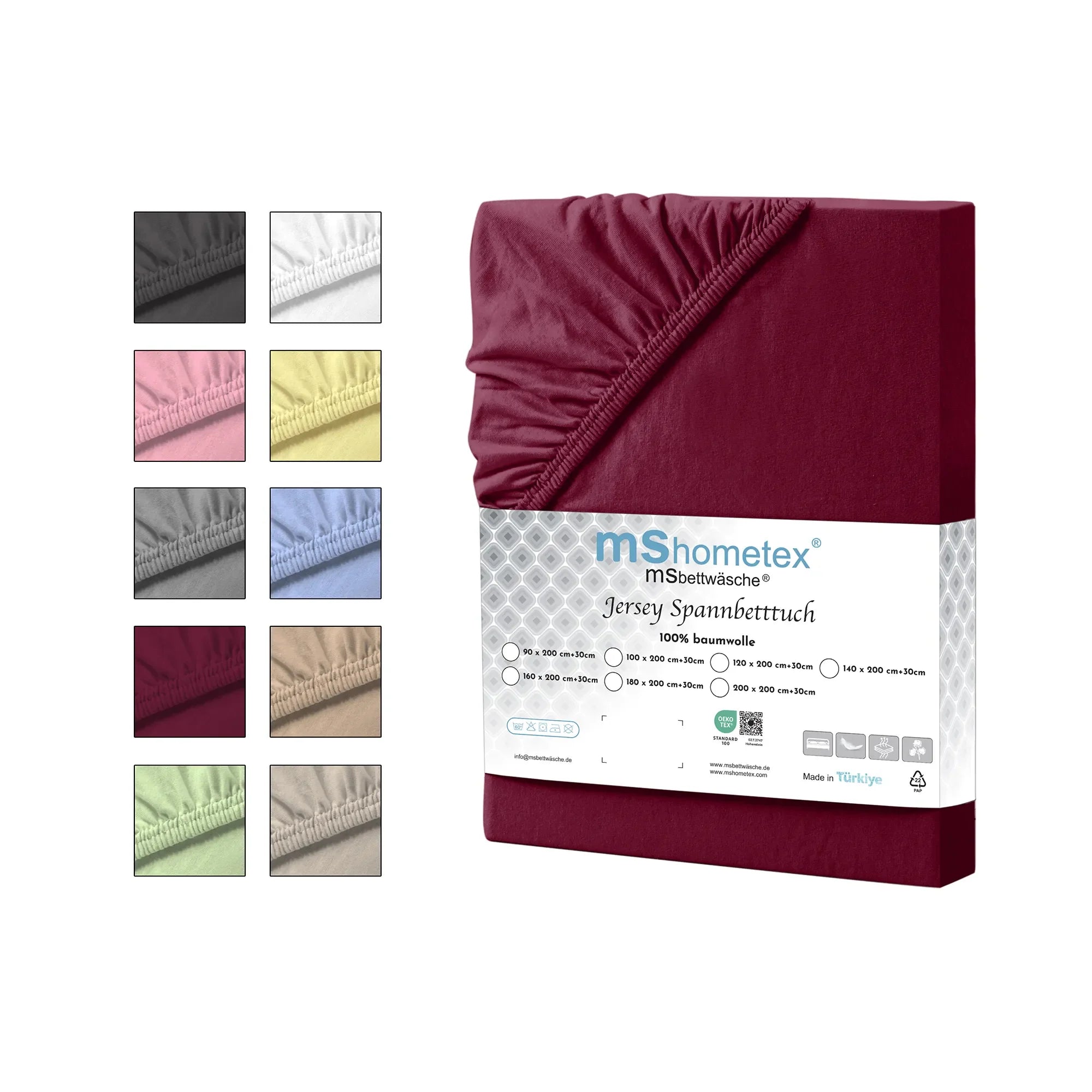 Napínací prostěradlo ze 100% bavlny - Bordó