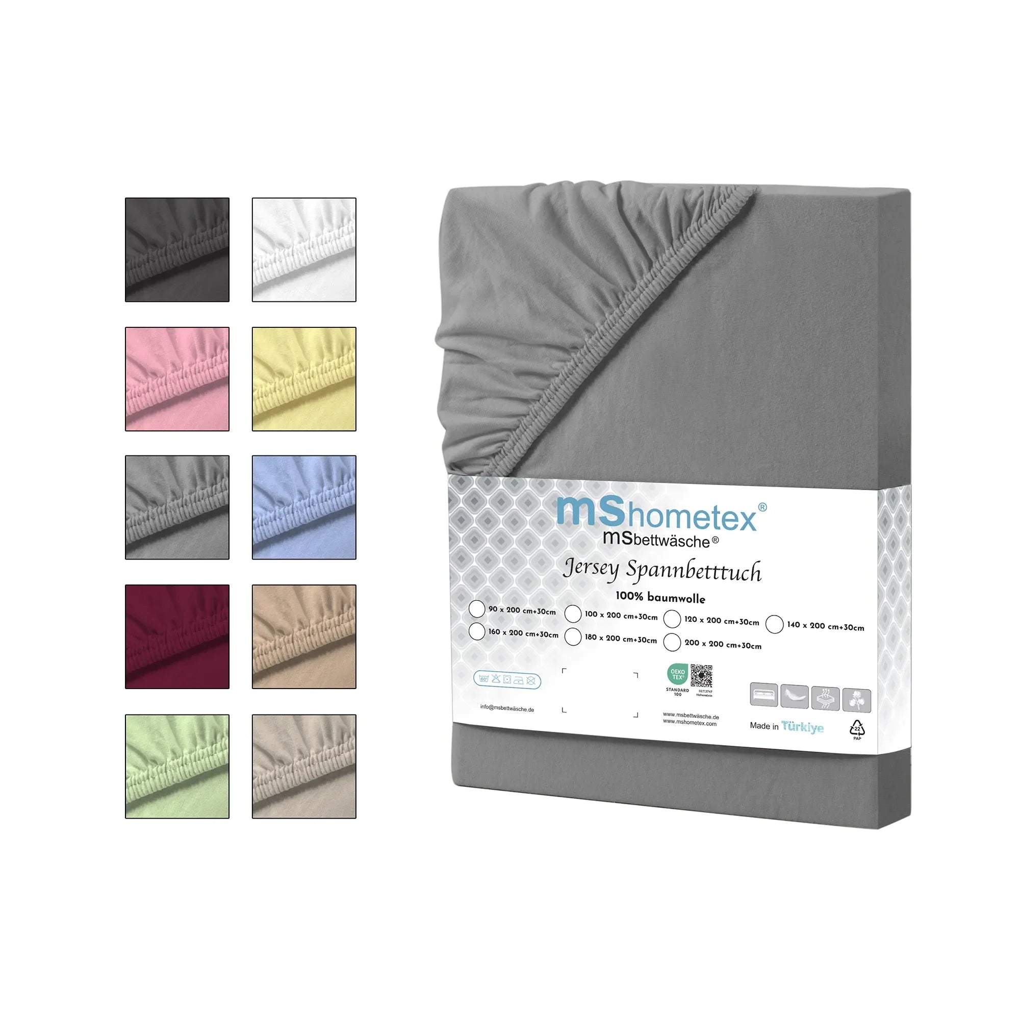 Napínací prostěradlo ze 100% bavlny - šedé