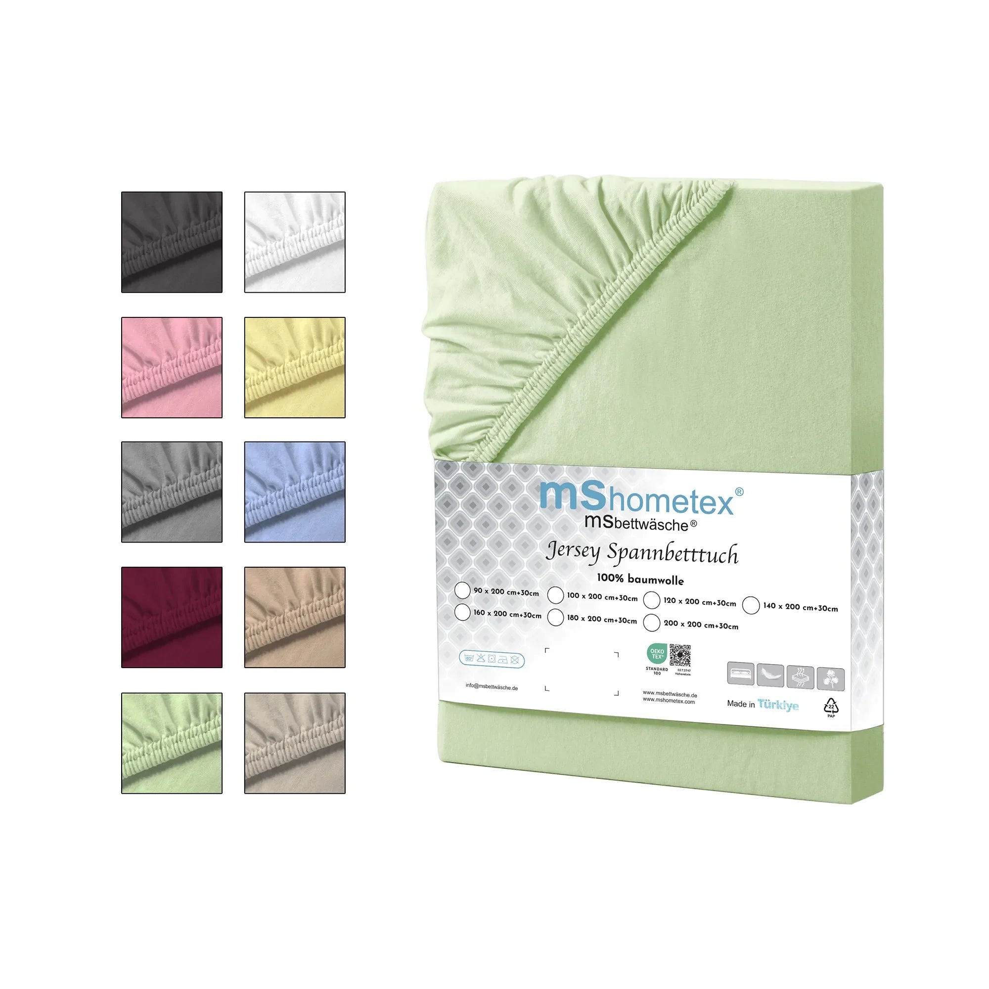 Napínací prostěradlo ze 100% bavlny - zelené