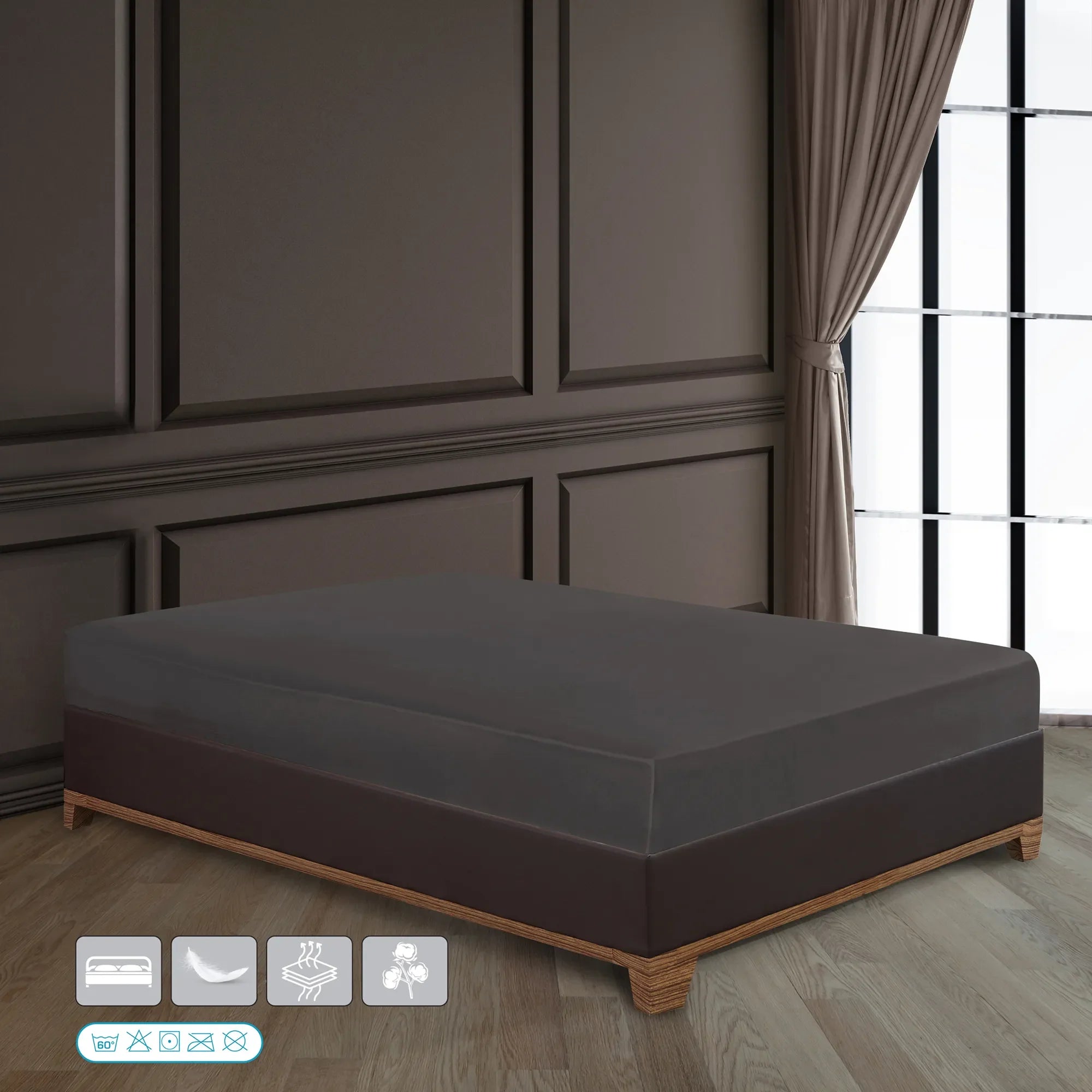 Napínací prostěradlo ze 100% bavlny - antracitová