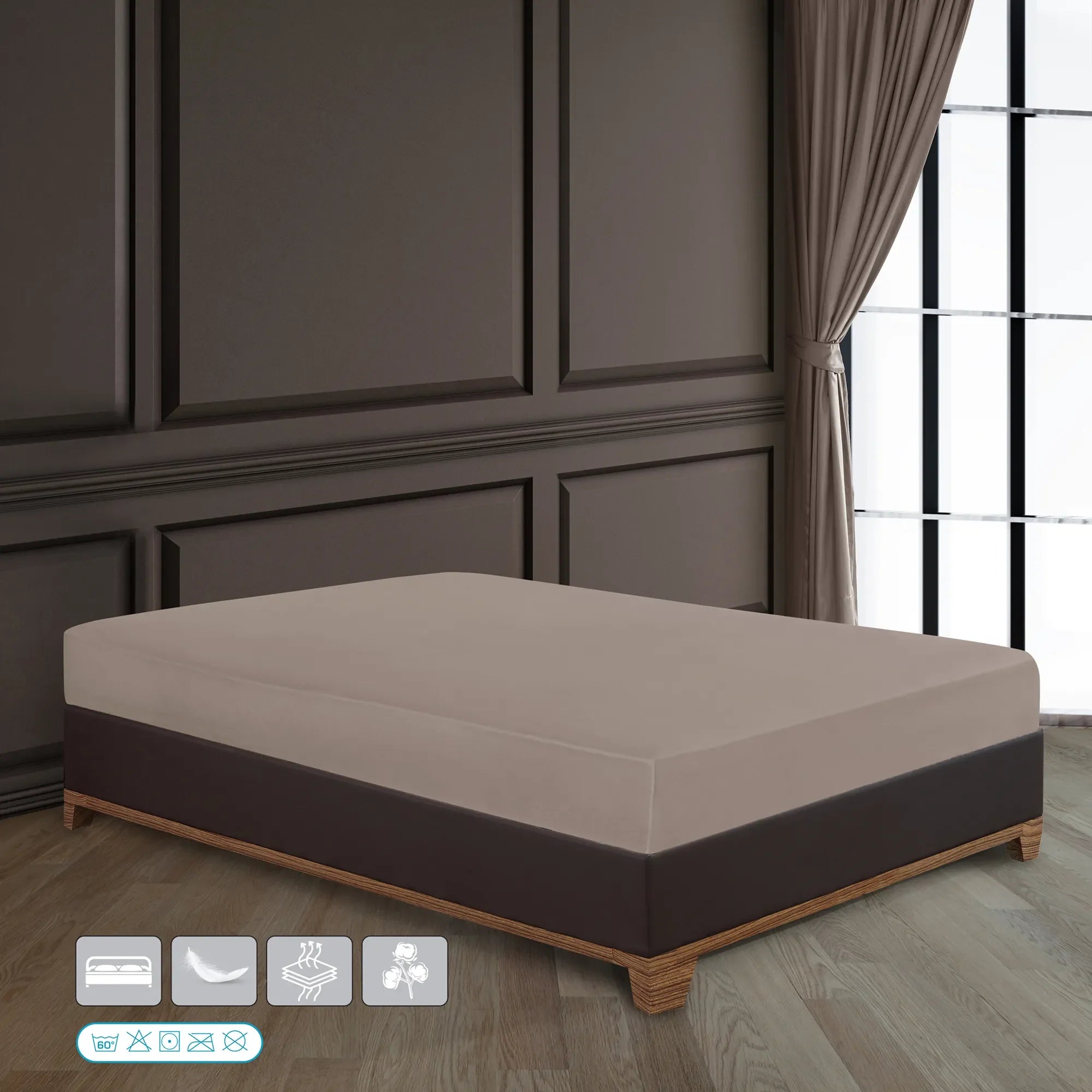 Napínací prostěradlo ze 100% bavlny - béžové