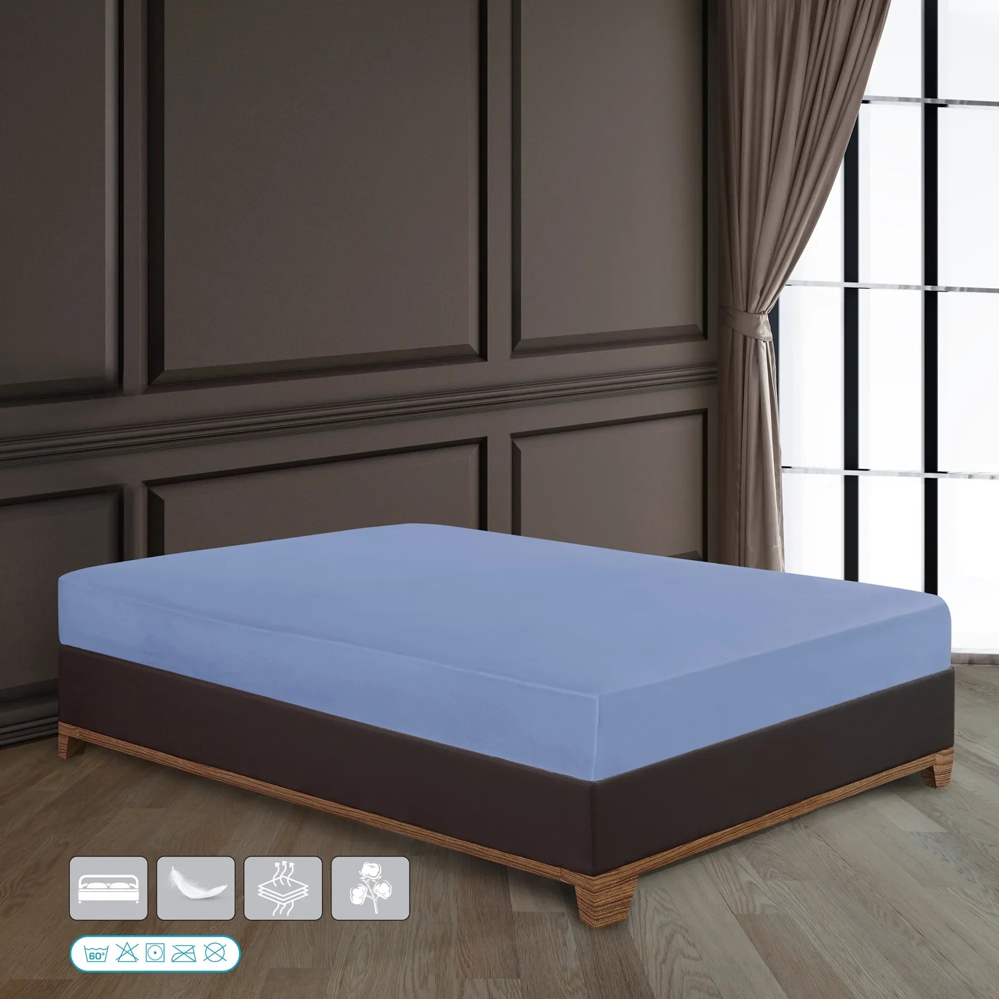 Napínací prostěradlo ze 100% bavlny - modré