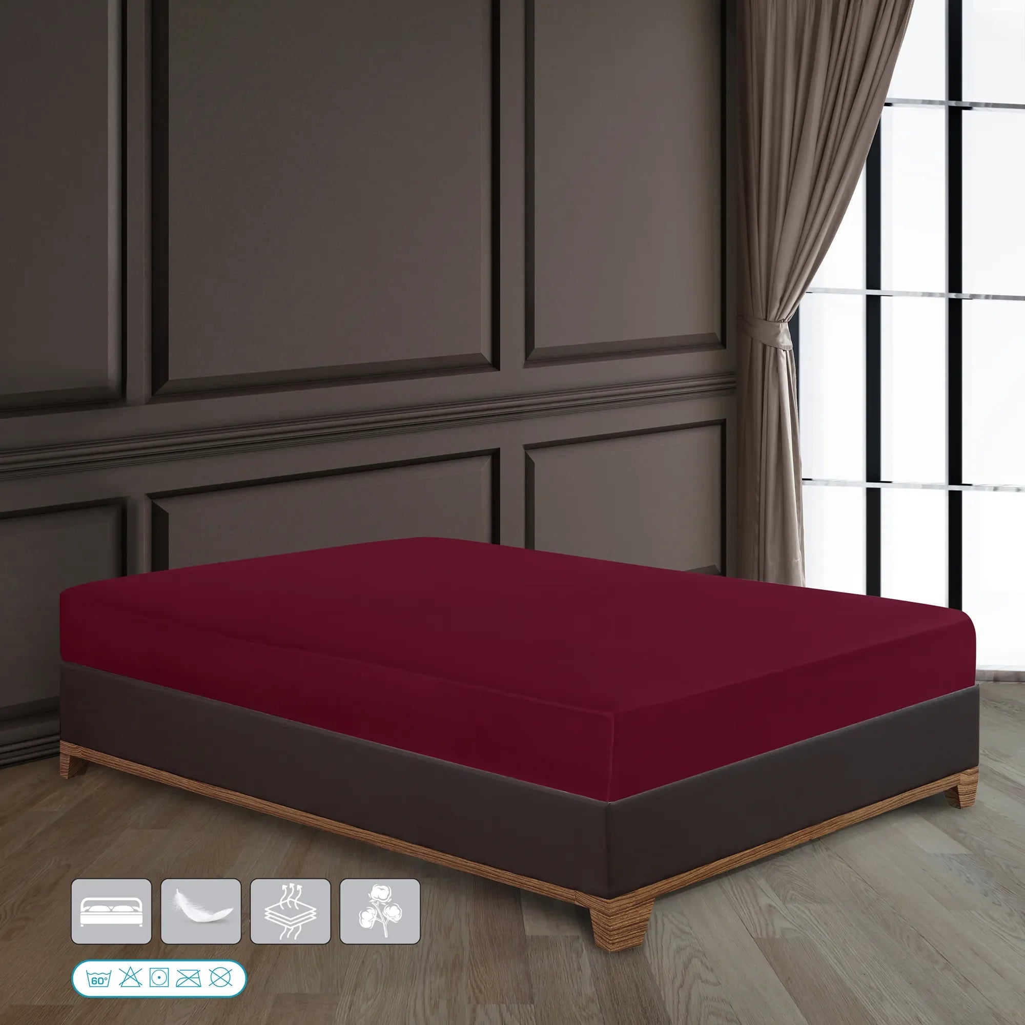 Napínací prostěradlo ze 100% bavlny - Bordó