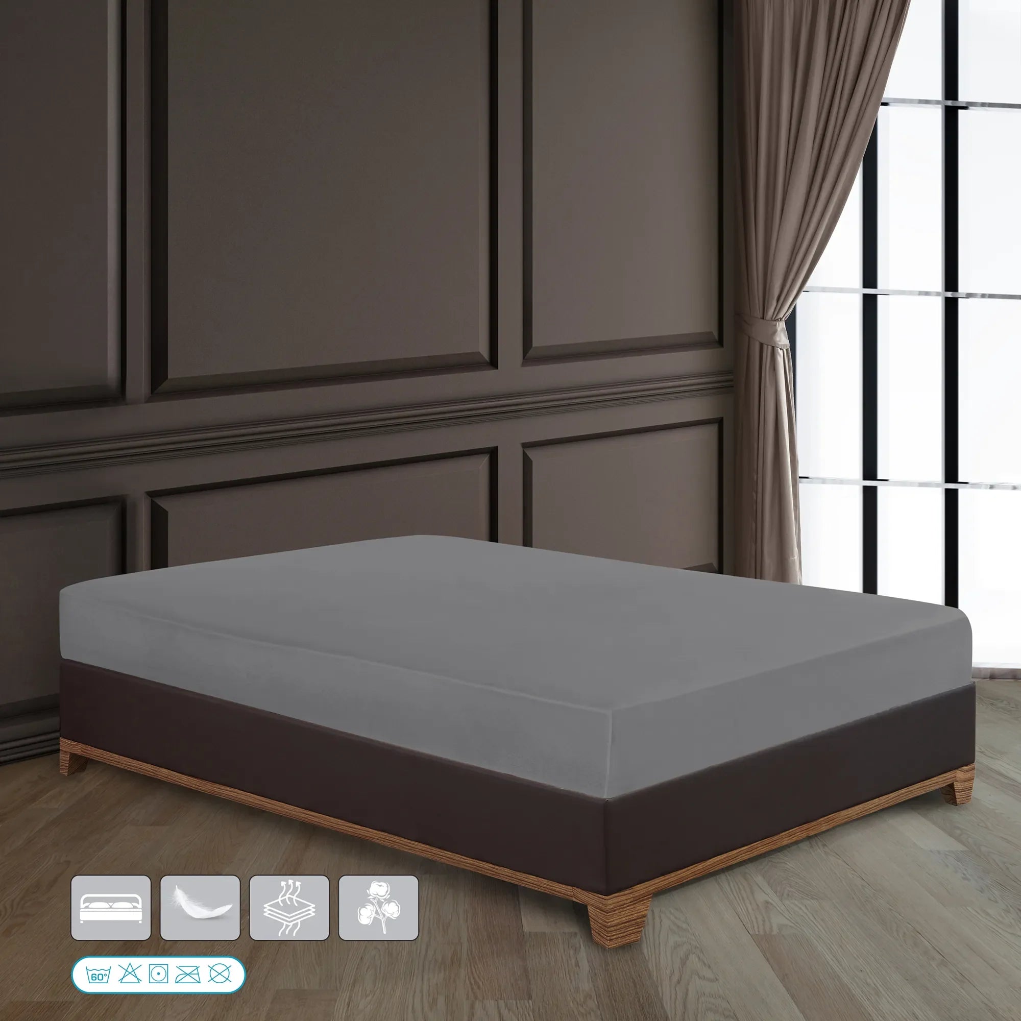 Napínací prostěradlo ze 100% bavlny - šedé