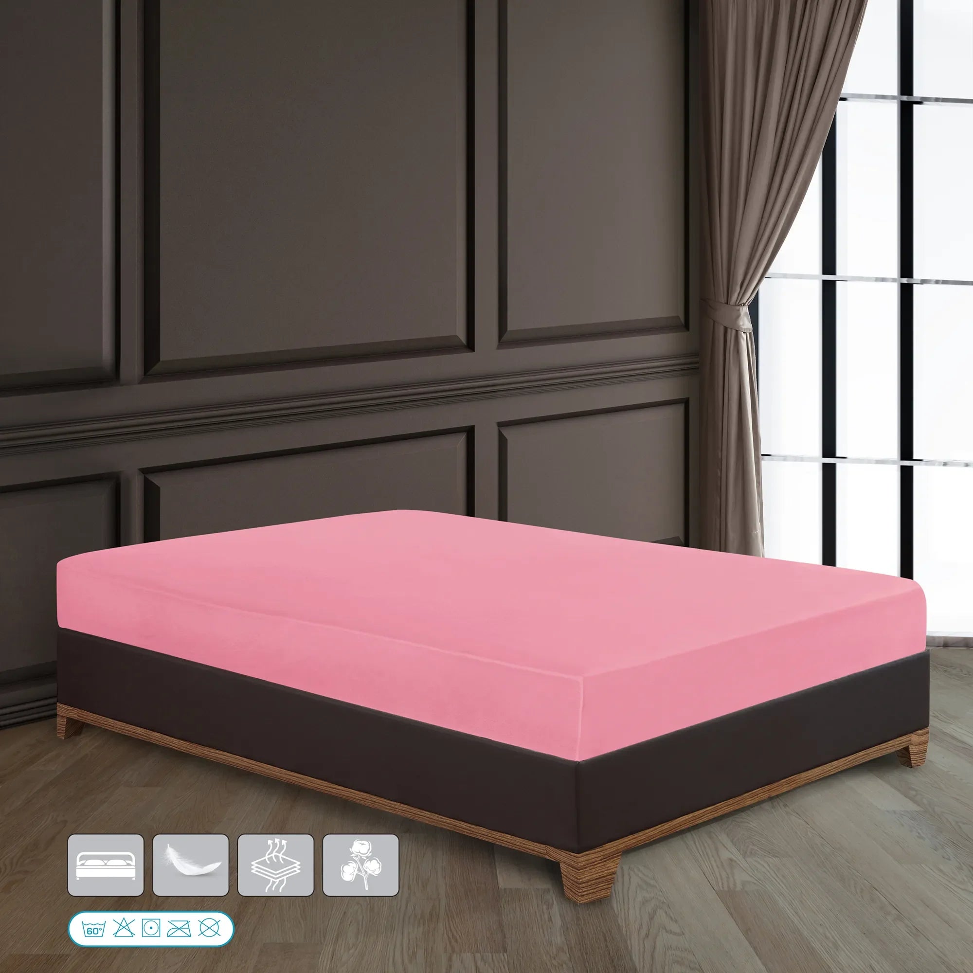 Napínací prostěradlo ze 100% bavlny - růžové