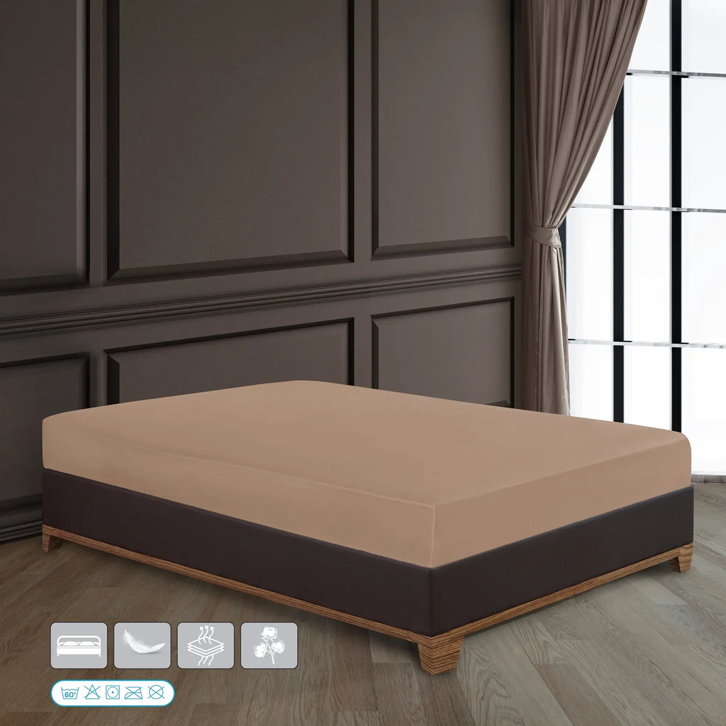 Napínací prostěradlo ze 100% bavlny - písková