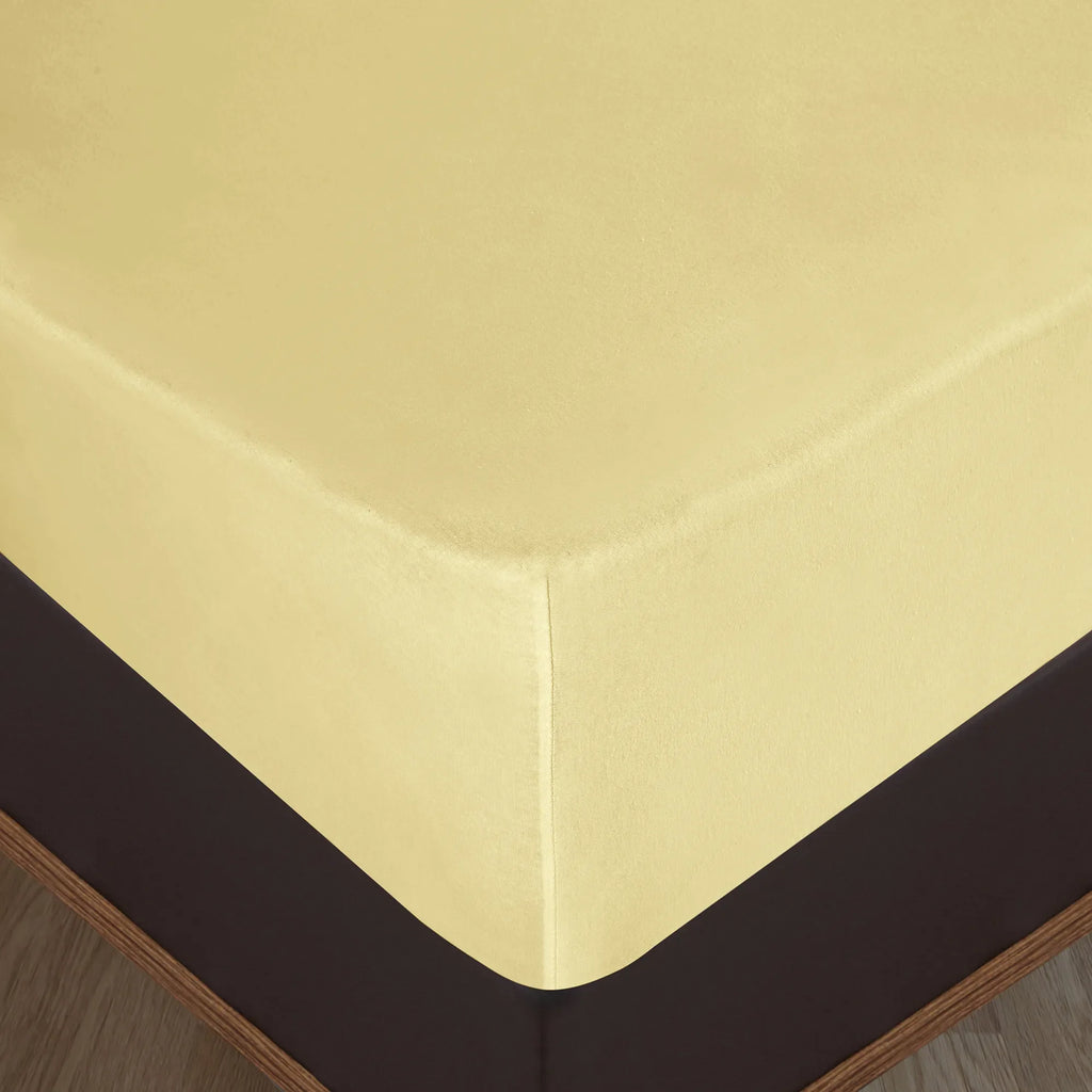 Napínací prostěradlo ze 100% bavlny - žluté
