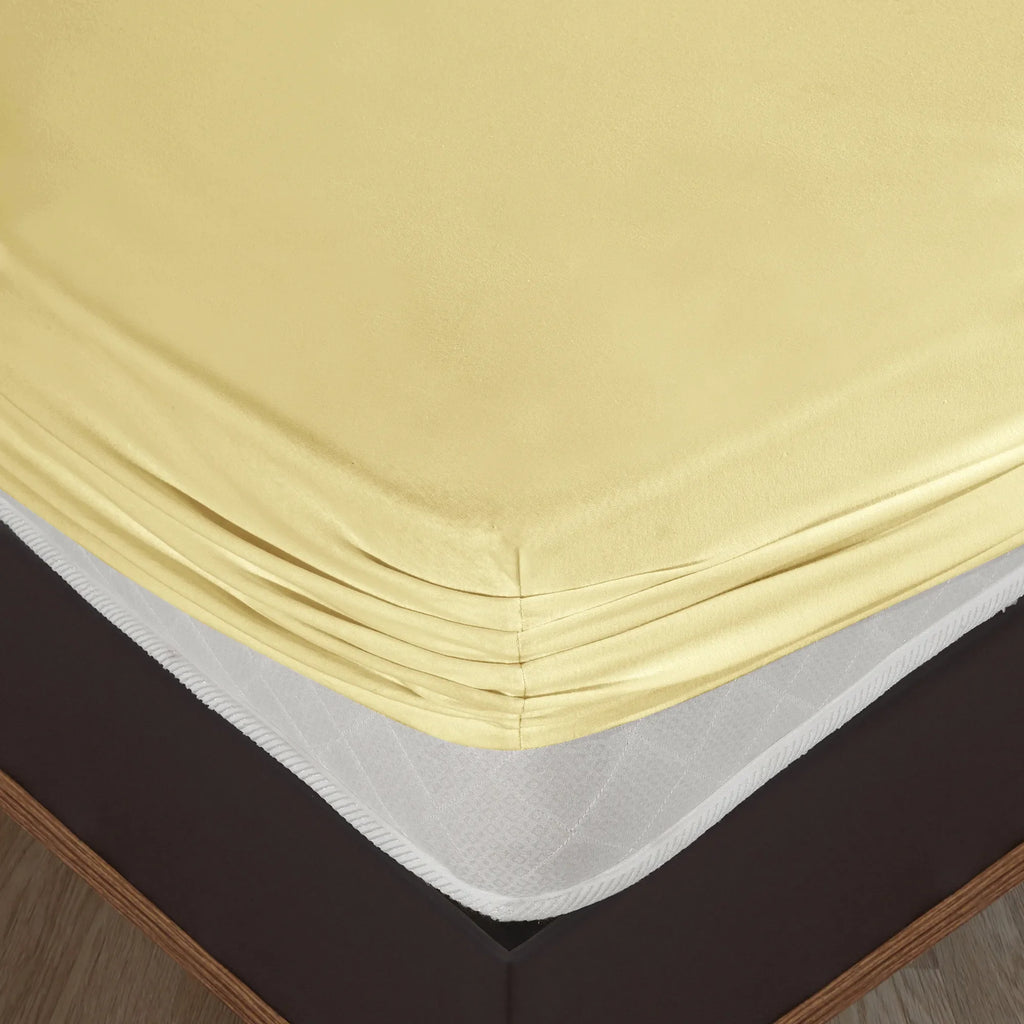 Napínací prostěradlo ze 100% bavlny - žluté