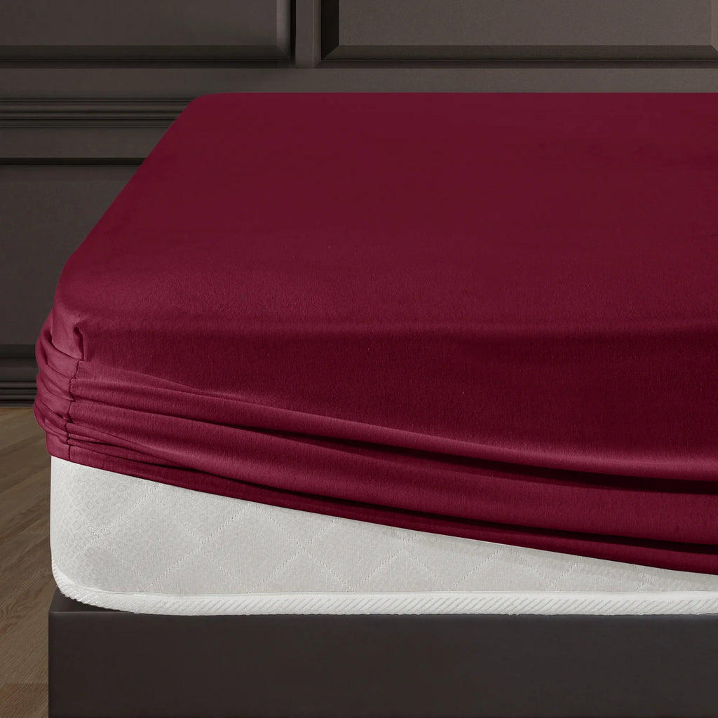 Napínací prostěradlo ze 100% bavlny - Bordó