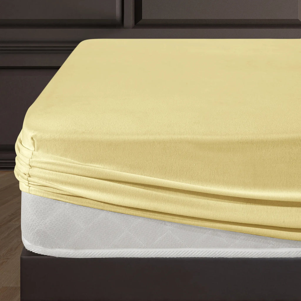 Napínací prostěradlo ze 100% bavlny - žluté