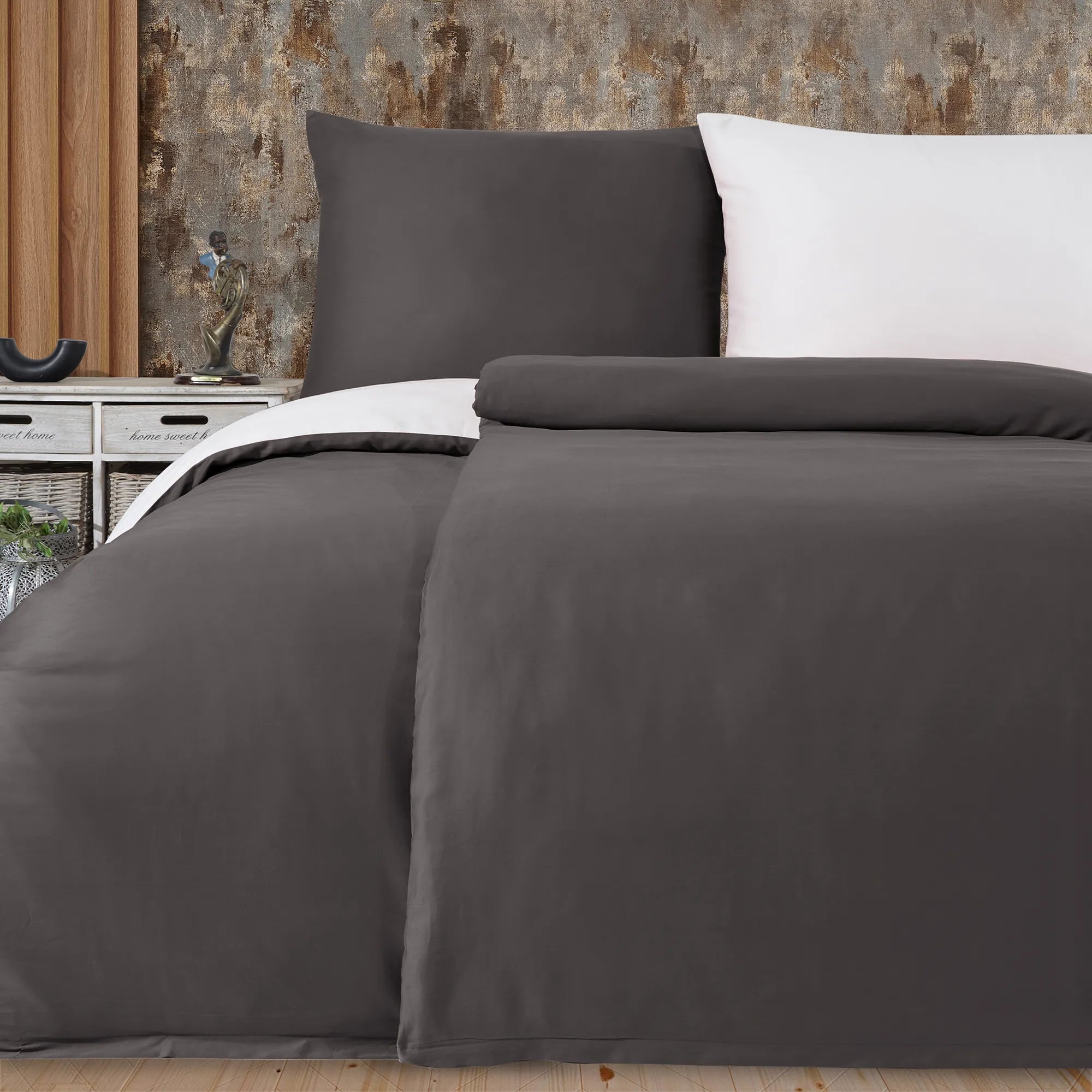 Ložní prádlo ze 100% bavlny AB Satén - antracitové