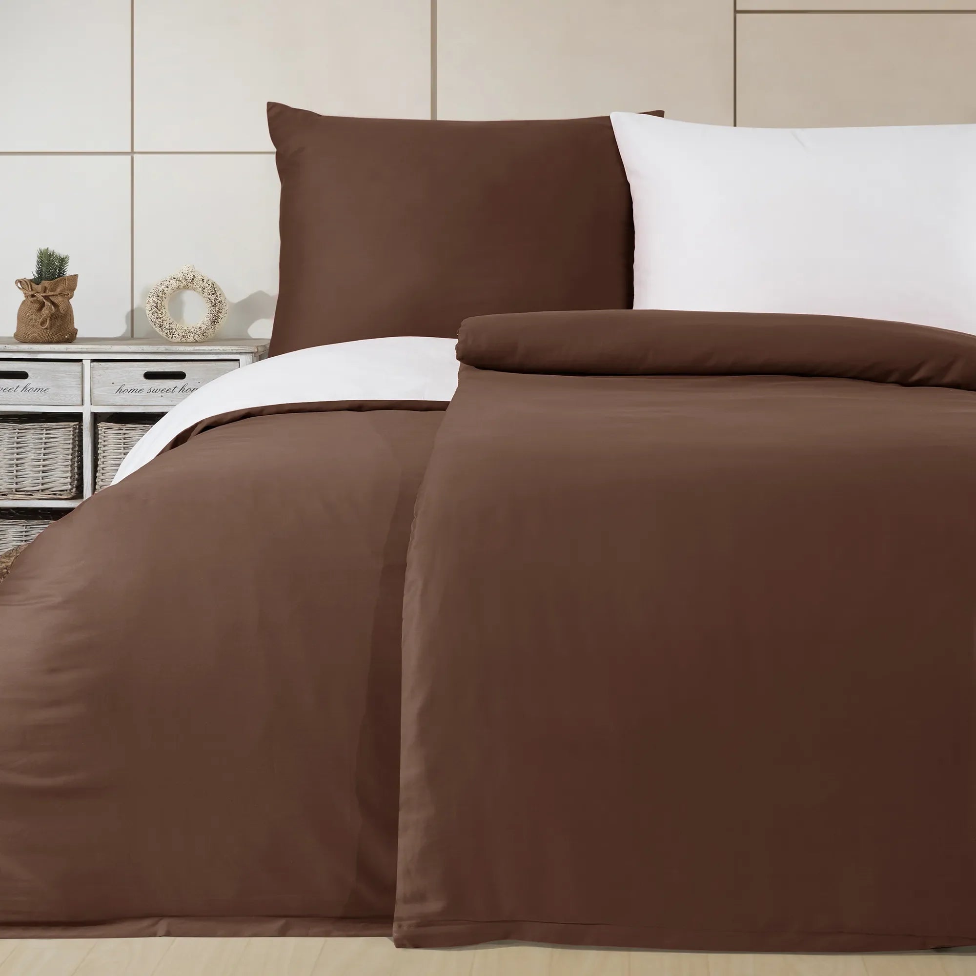 Ložní prádlo ze 100% bavlny AB Satén - Hnědé