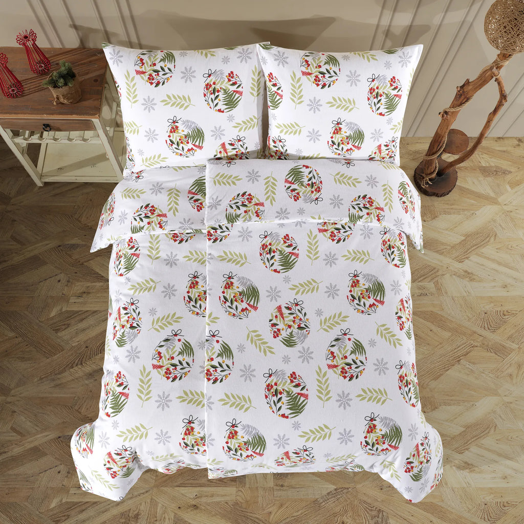 Ložní prádlo ze 100% bavlny a flanelu - vánoční zelená