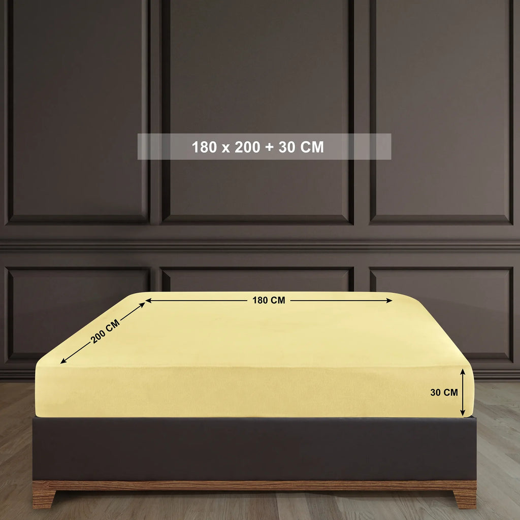 Napínací prostěradlo ze 100% bavlny - žluté