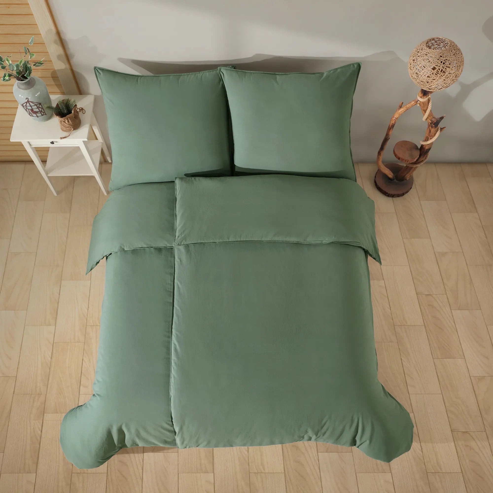 100% bavlněné prané ložní prádlo - zelené