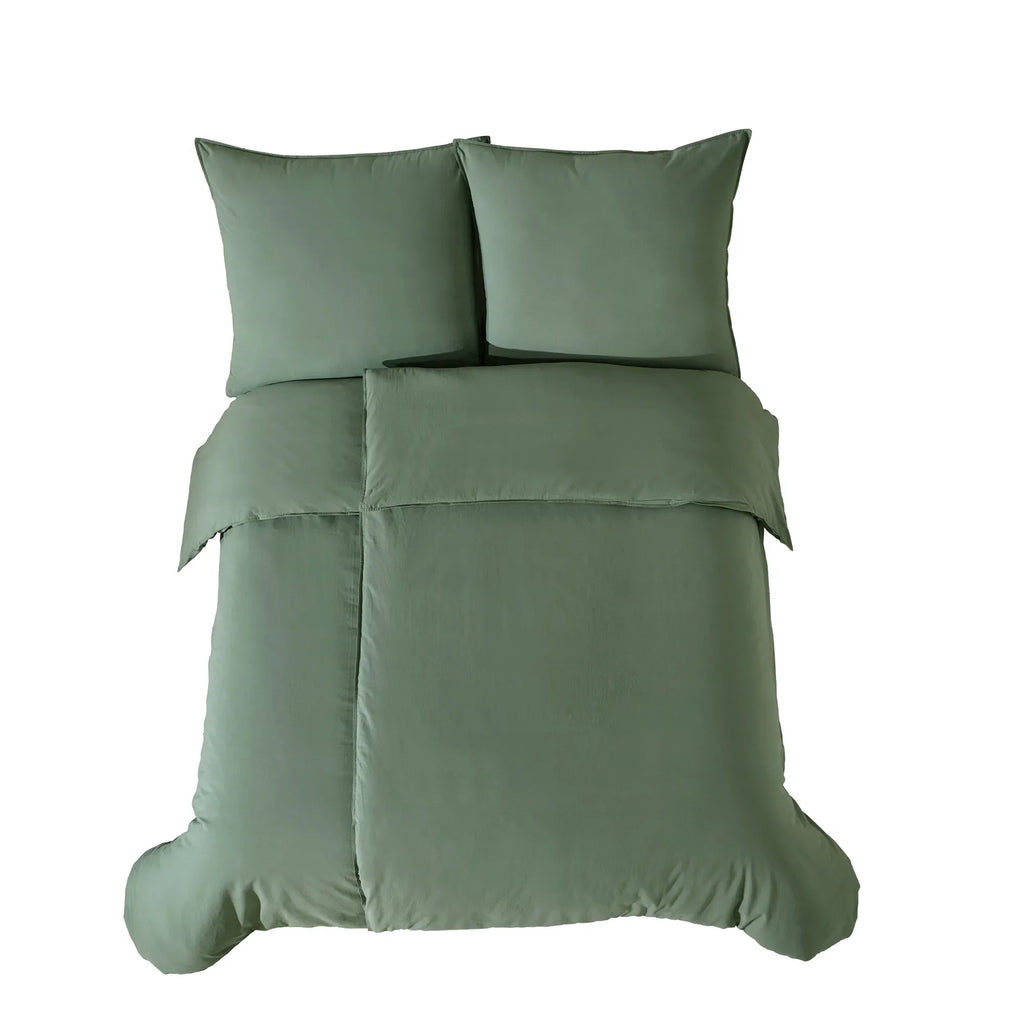 100% bavlněné prané ložní prádlo - zelené
