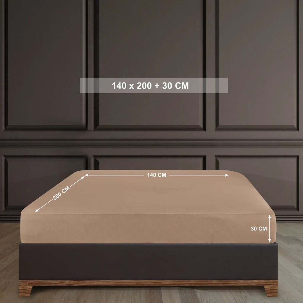 Napínací prostěradlo ze 100% bavlny - písková