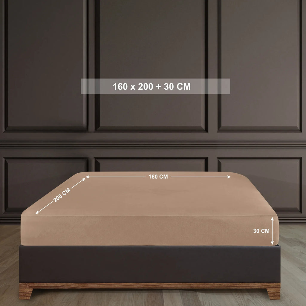 Napínací prostěradlo ze 100% bavlny - písková