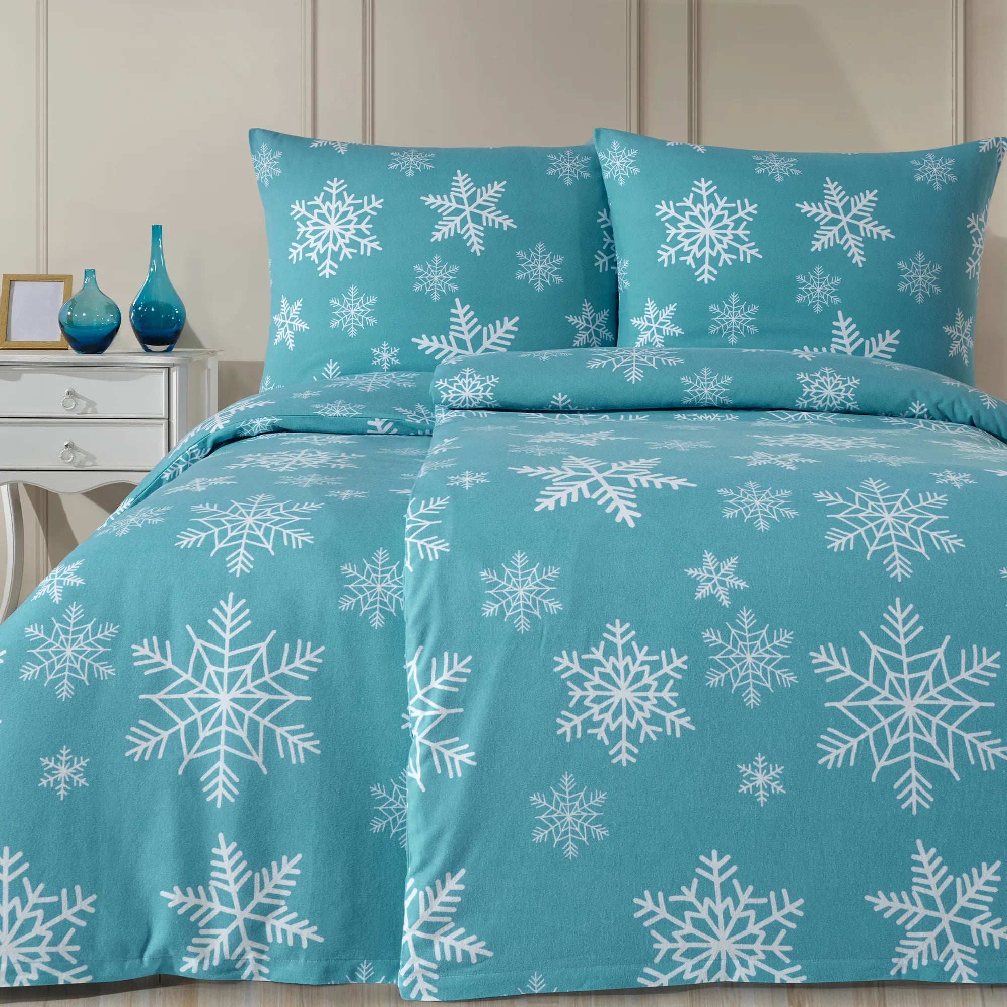 Ložní prádlo ze 100% bavlny a flanelu - Sněhová